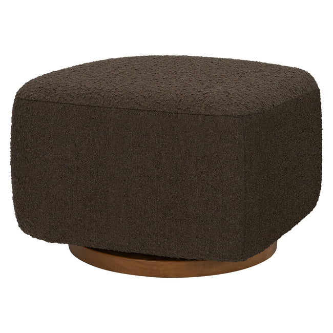 M26385PCBDB,Babyletto,Kiwi Gliding Ottoman in Performance Cocoa Boucle w/ Dark Wood Base