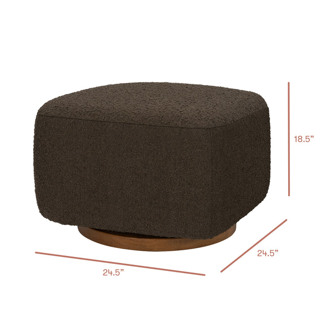 M26385PCBDB,Babyletto,Kiwi Gliding Ottoman in Performance Cocoa Boucle w/ Dark Wood Base