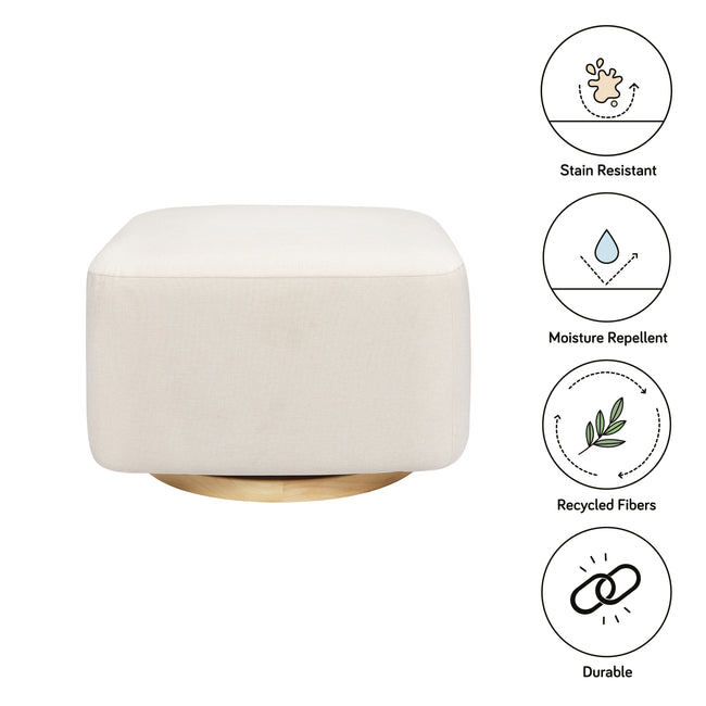M26385PCMEWLB,Babyletto,Kiwi Gliding Ottoman in Performance Cream Eco-Weave w/ Light Wood Base