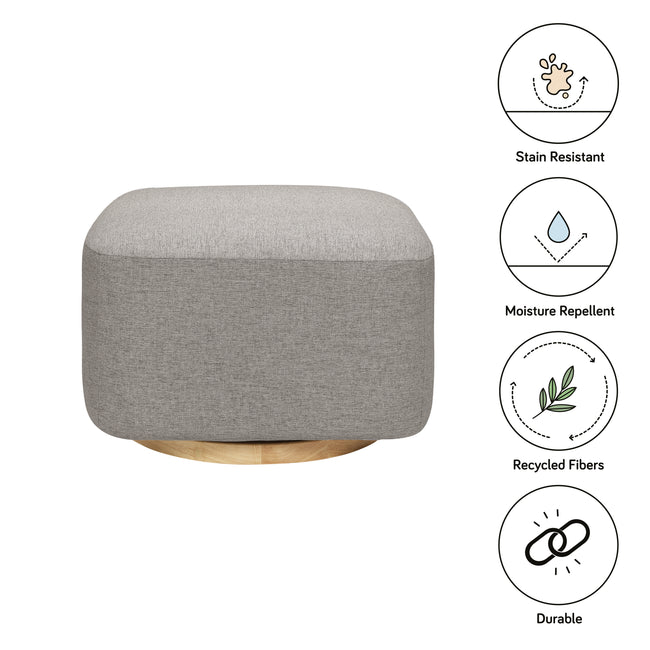 M26385PGEWLB,Babyletto,Kiwi Gliding Ottoman in Performance Grey Eco-Weave w/ Light Wood Base