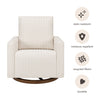 M26687PCMEWDB,Babyletto,Poe Channeled Swivel Glider in Performance Cream Eco-Weave w/ Dark Wood Base