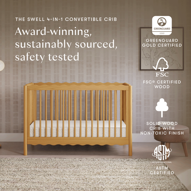 M27901HY,Babyletto,Swell 4-in-1 Convertible Crib w/Toddler Conversion Kit in Honey