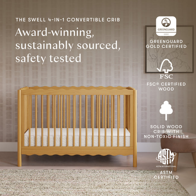 M27901HY,Babyletto,Swell 4-in-1 Convertible Crib w/Toddler Conversion Kit in Honey