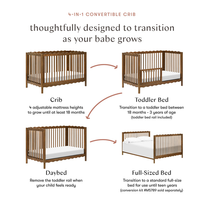 M27901NL,Babyletto,Swell 4-in-1 Convertible Crib w/Toddler Conversion Kit in Natural Walnut