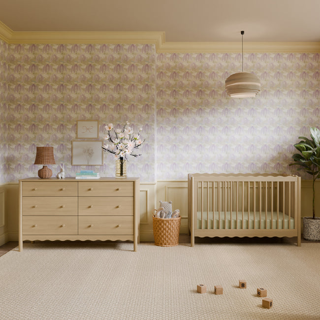 Babyletto Swell Washed Pine Wood Wide 6-Drawer Kids Dresser