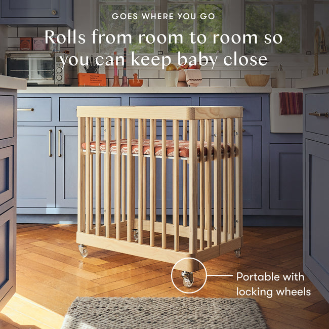 M29880BD,Babyletto,Pogo 8-in-1 Convertible Crib w/ Bassinet & Toddler Bed Kits in Blonde
