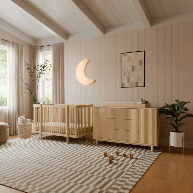 M29880BD,Babyletto,Pogo 8-in-1 Convertible Crib w/ Bassinet & Toddler Bed Kits in Blonde