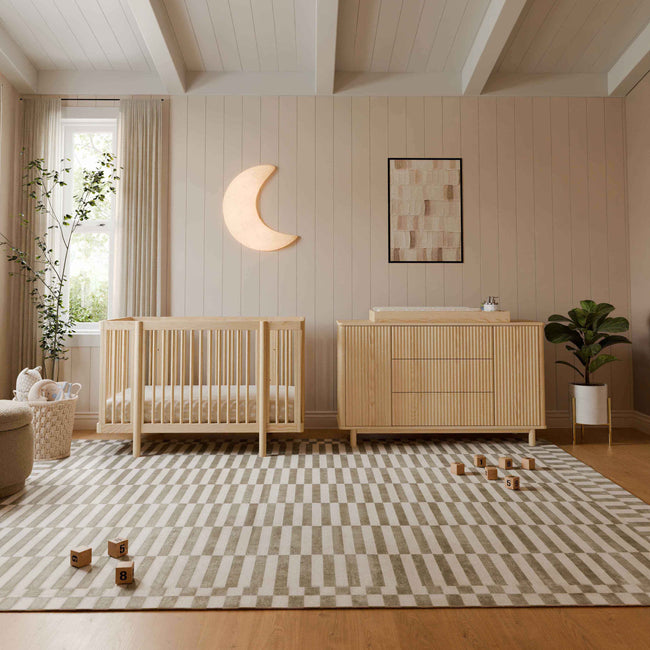 M29880BD,Babyletto,Pogo 8-in-1 Convertible Crib w/ Bassinet & Toddler Bed Kits in Blonde