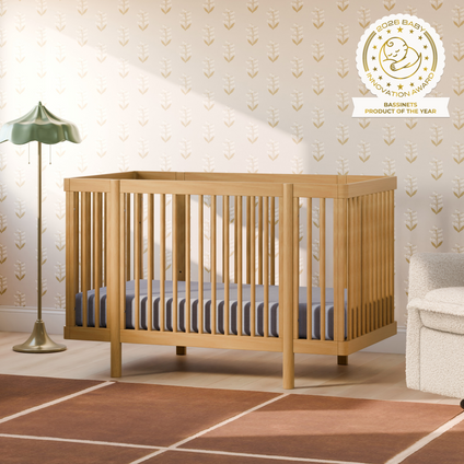 M29880HY,Babyletto,Pogo 8-in-1 Convertible Crib w/ Bassinet & Toddler Bed Kits in Honey