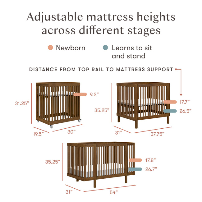 M29880NL,Babyletto,Pogo 8-in-1 Convertible Crib w/All-Stages Conversion Kits in Natural Walnut