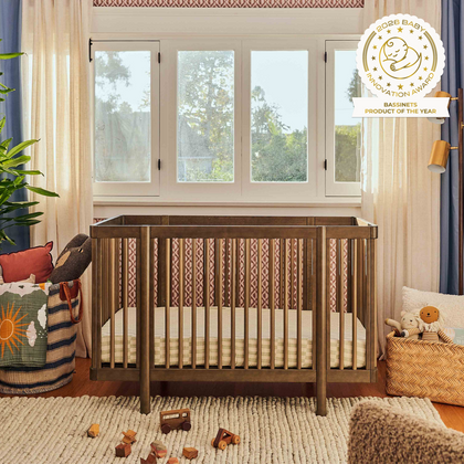M29880NL,Babyletto,Pogo 8-in-1 Convertible Crib w/ Bassinet & Toddler Bed Kits in Natural Walnut