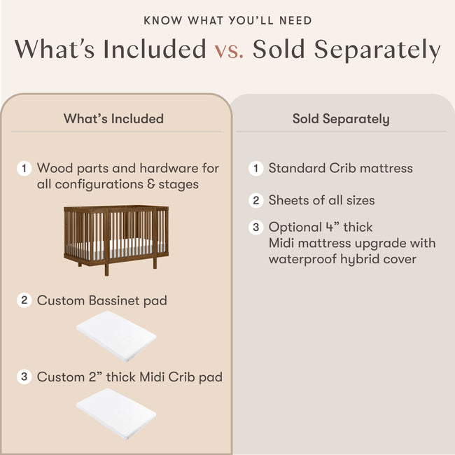 M29880NL,Babyletto,Pogo 8-in-1 Convertible Crib w/ Bassinet & Toddler Bed Kits in Natural Walnut