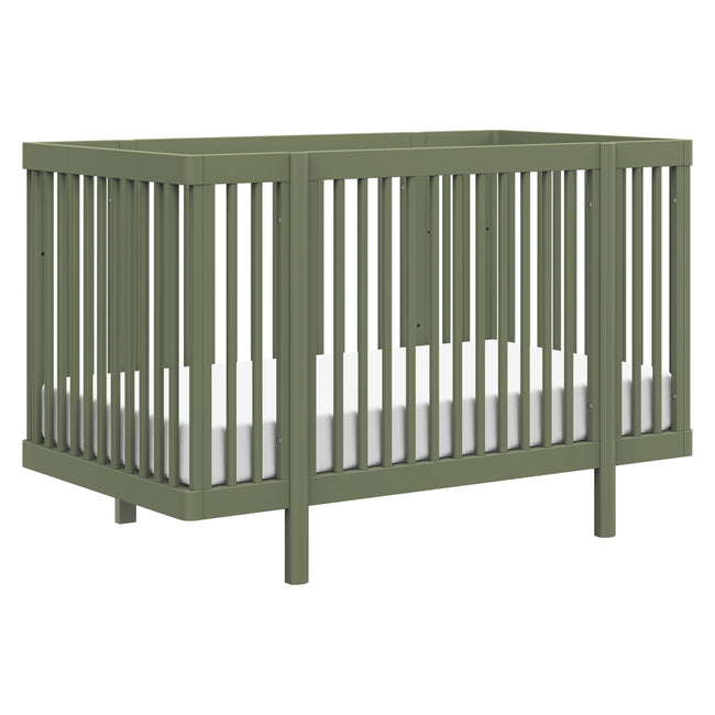M29880OL,Babyletto,Pogo 8-in-1 Convertible Crib w/ Bassinet & Toddler Bed Kits in Olive