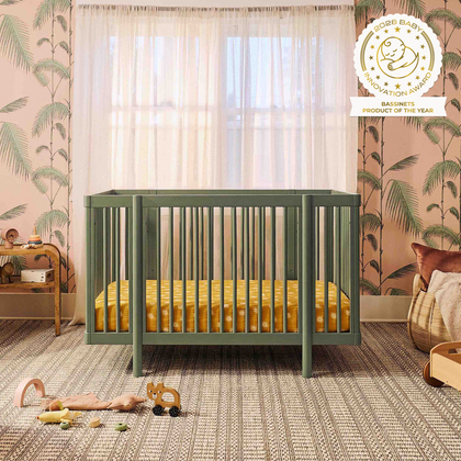M29880OL,Babyletto,Pogo 8-in-1 Convertible Crib w/ Bassinet & Toddler Bed Kits in Olive