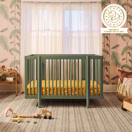 M29880OL,Babyletto,Pogo 8-in-1 Convertible Crib w/ Bassinet & Toddler Bed Kits in Olive