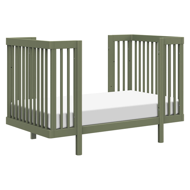 M29880OL,Babyletto,Pogo 8-in-1 Convertible Crib w/ Bassinet & Toddler Bed Kits in Olive