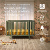 M29880OL,Babyletto,Pogo 8-in-1 Convertible Crib w/ Bassinet & Toddler Bed Kits in Olive