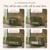 M29880OL,Babyletto,Pogo 8-in-1 Convertible Crib w/ Bassinet & Toddler Bed Kits in Olive