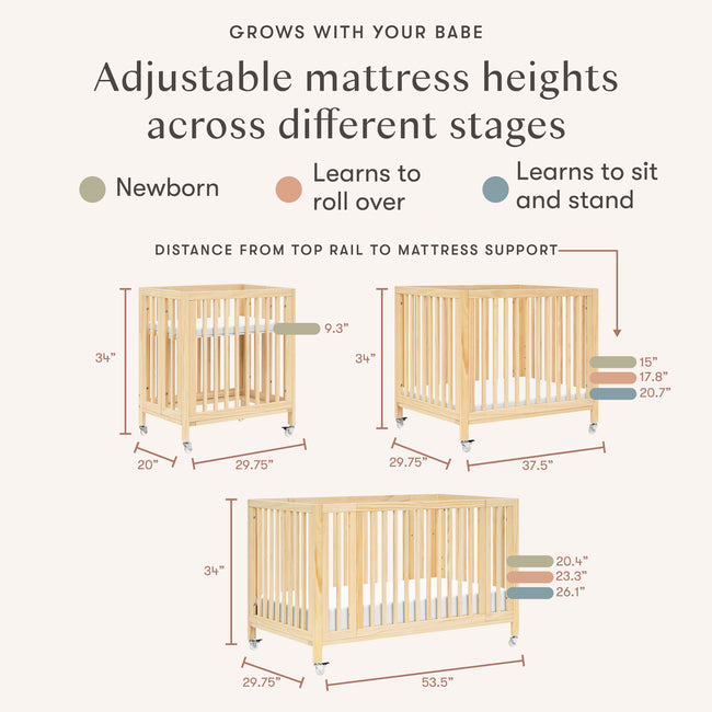 M30880BD,Babyletto,Rolli 9-in-1 Convertible All-Stages® Crib w/ Bassinet & Toddler Bed Kits in Blonde