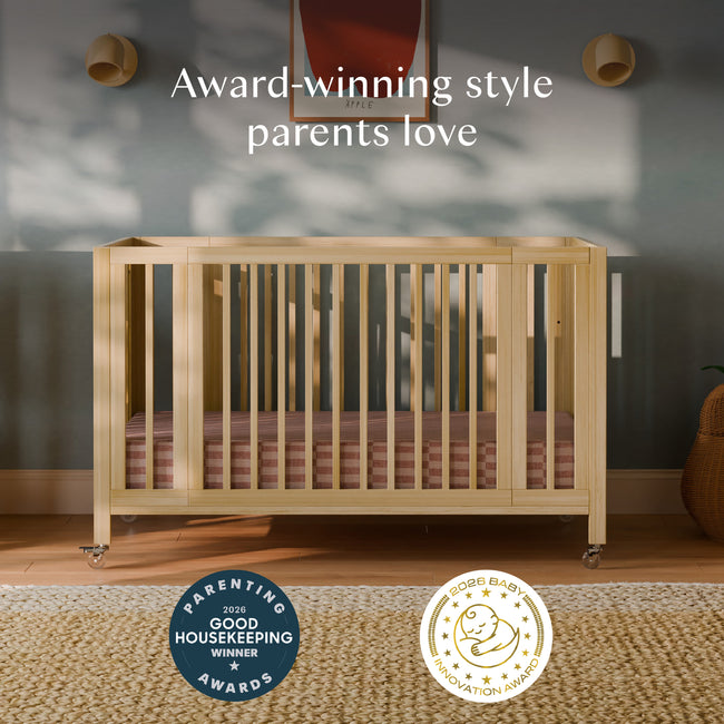 M30880BD,Babyletto,Rolli 9-in-1 Convertible All-Stages® Crib w/ Bassinet & Toddler Bed Kits in Blonde