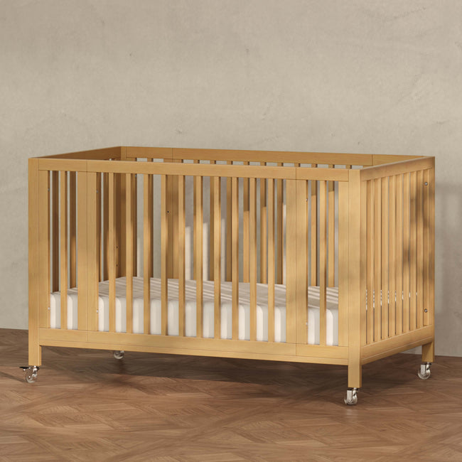 M30880HY,Babyletto,Rolli 9-in-1 Convertible All-Stages® Crib w/ Bassinet & Toddler Bed Kits in Honey