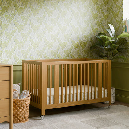M30880HY,Babyletto,Rolli 9-in-1 Convertible All-Stages® Crib w/ Bassinet & Toddler Bed Kits in Honey