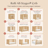 M30880HY,Babyletto,Rolli 9-in-1 Convertible All-Stages® Crib w/ Bassinet & Toddler Bed Kits in Honey