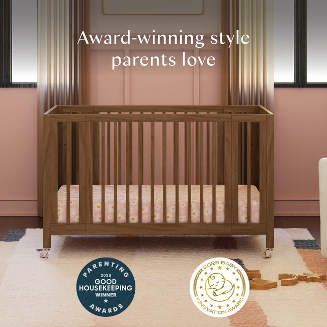 M30880NL,Babyletto,Rolli 9-in-1 Convertible All-Stages® Crib w/ Bassinet & Toddler Bed Kits in Natural Walnut