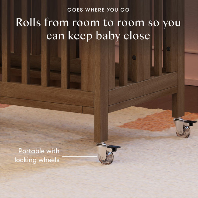 M30880NL,Babyletto,Rolli 9-in-1 Convertible All-Stages® Crib w/ Bassinet & Toddler Bed Kits in Natural Walnut