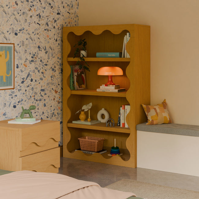 M31111HY,Babyletto Kids,Lido Wave Bookcase in Honey