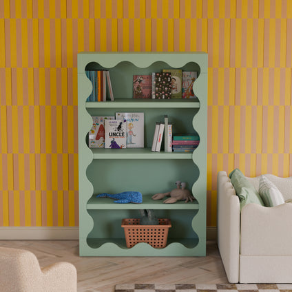 M31111LS,Babyletto Kids,Lido Wave Bookcase in Light Sage
