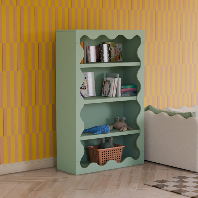 M31111LS,Babyletto Kids,Lido Wave Bookcase in Light Sage