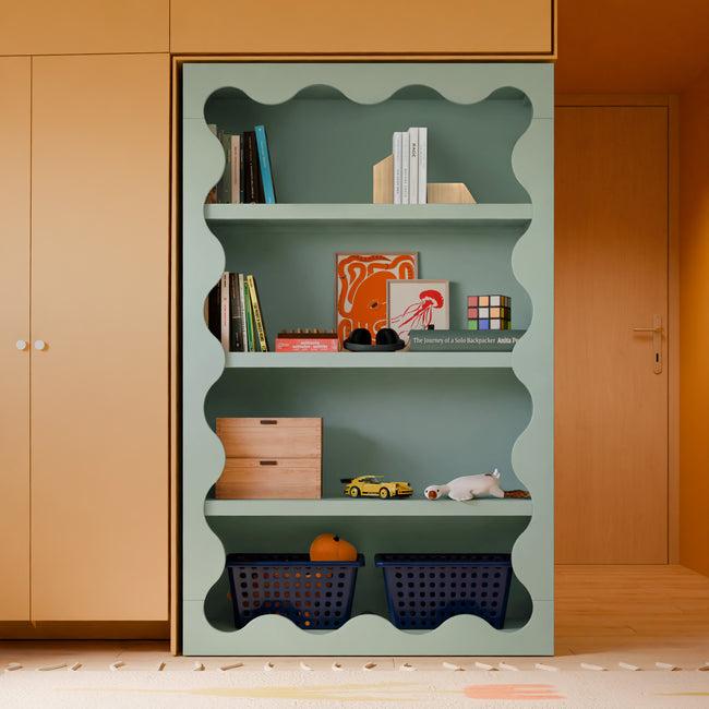 M31111LS,Babyletto Kids,Lido Wave Bookcase in Light Sage