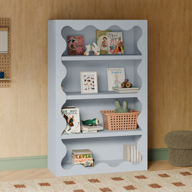 M31111PB,Babyletto Kids,Lido Wave Bookcase in Powder Blue