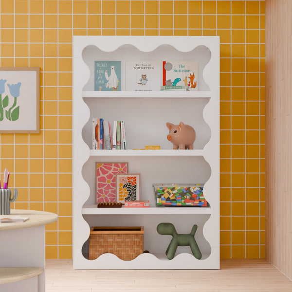 M31111W,Babyletto Kids,Lido Wave Bookcase in White