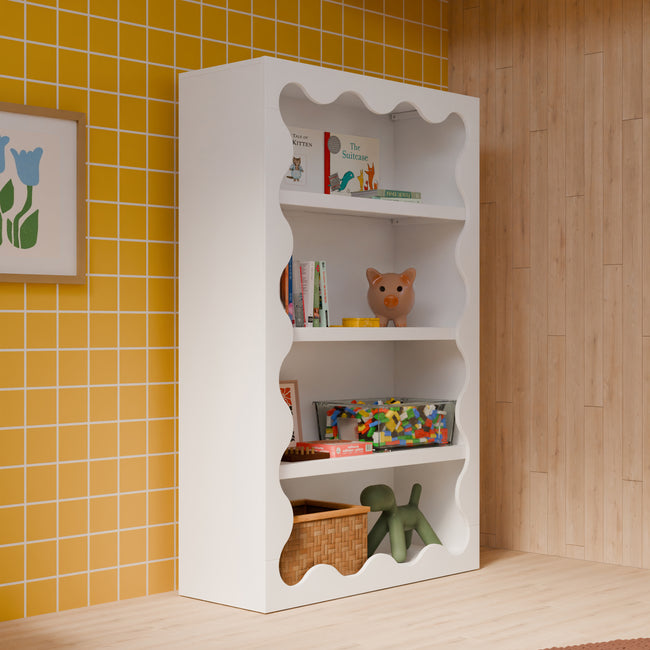 M31111W,Babyletto Kids,Lido Wave Bookcase in White