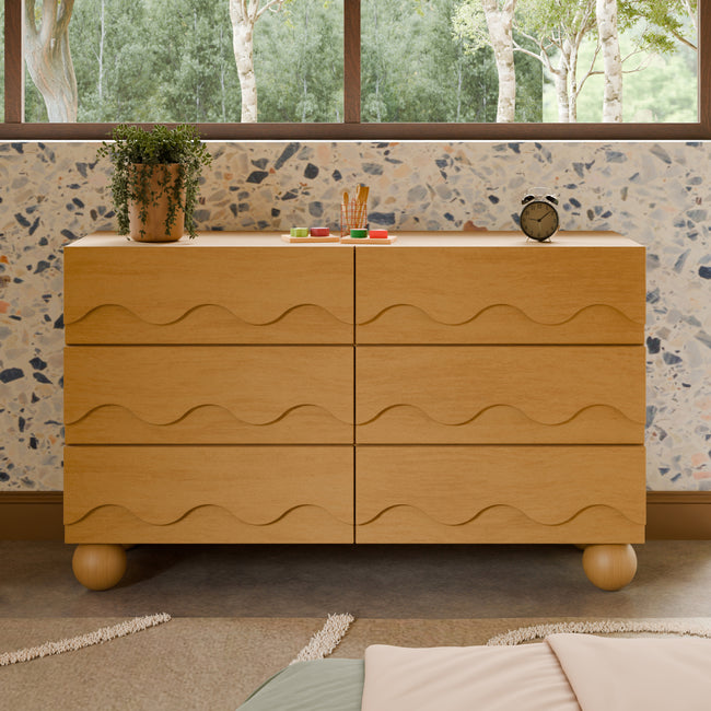 M31116HY,Babyletto Kids,Lido Wave 6-Drawer Assembled Dresser in Honey