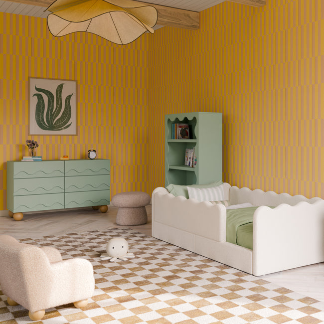 dresser for children's room Kids Bedroom Humanized DetailsEquipped with smooth metal slides and handles Wooden Storage Dresser with 6