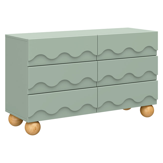 M31116LSHY,Babyletto Kids,Lido Wave 6-Drawer Assembled Dresser in Light Sage and Honey
