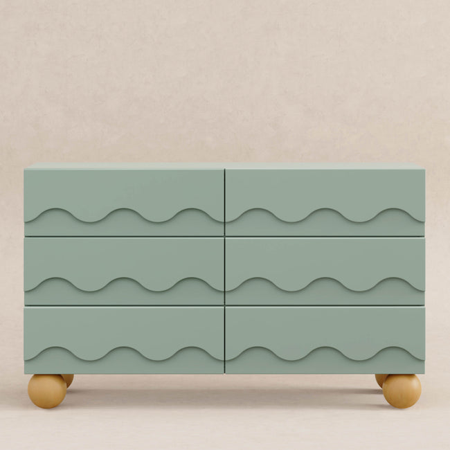 M31116LSHY,Babyletto Kids,Lido Wave 6-Drawer Assembled Dresser in Light Sage and Honey