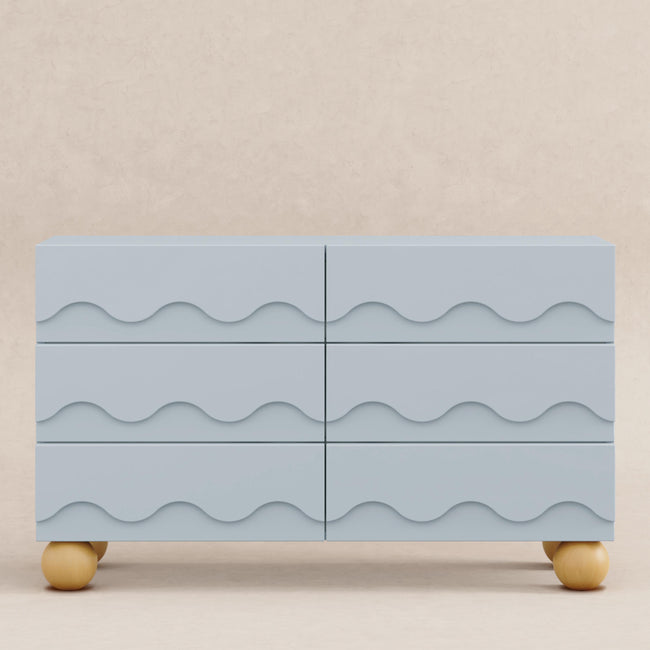 M31116PBHY,Babyletto Kids,Lido Wave 6-Drawer Assembled Dresser in Powder Blue and Honey