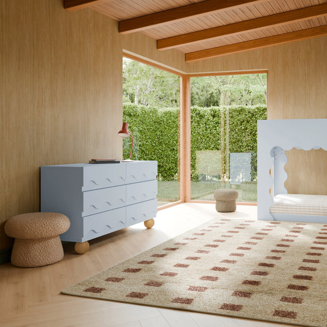 M31116PBHY,Babyletto Kids,Lido Wave 6-Drawer Assembled Dresser in Powder Blue and Honey