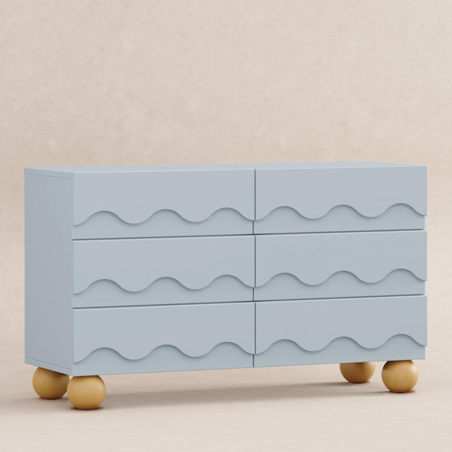 M31116PBHY,Babyletto Kids,Lido Wave 6-Drawer Assembled Dresser in Powder Blue and Honey
