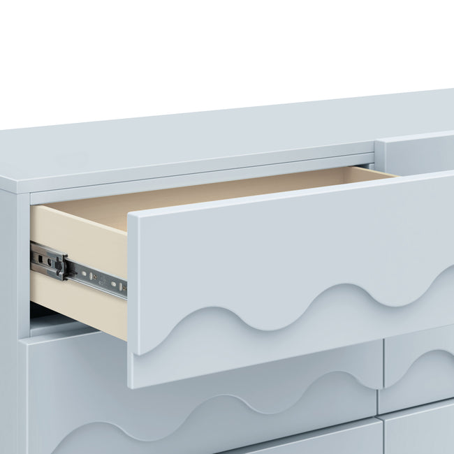 M31116PBHY,Babyletto Kids,Lido Wave 6-Drawer Assembled Dresser in Powder Blue and Honey