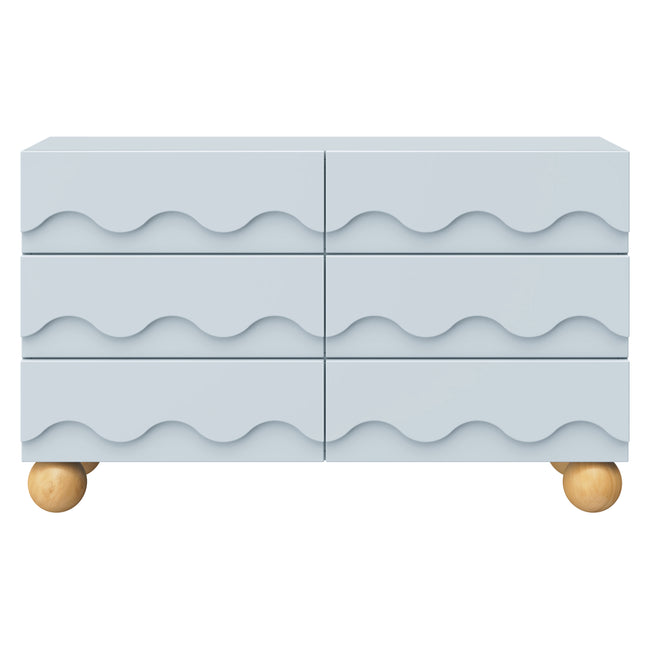 M31116PBHY,Babyletto Kids,Lido Wave 6-Drawer Assembled Dresser in Powder Blue and Honey