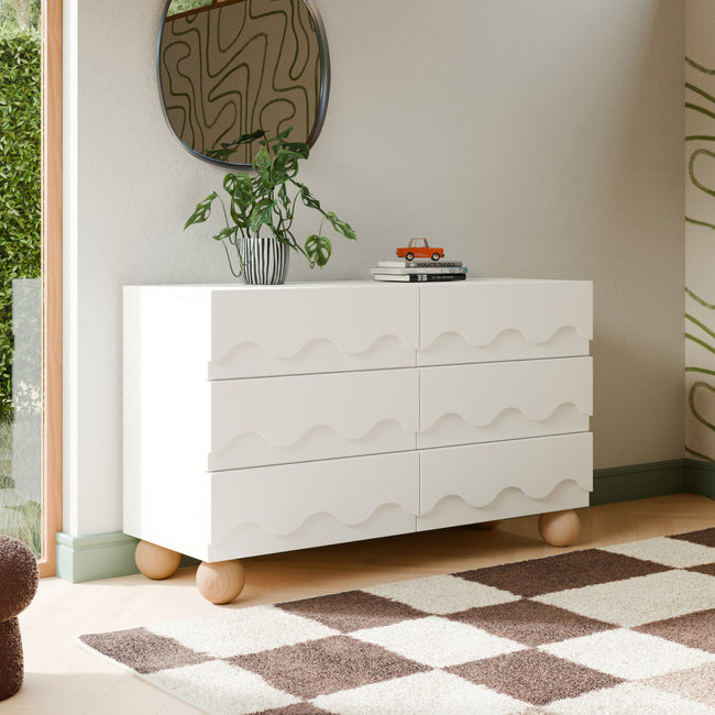 M31116WHY,Babyletto Kids,Lido Wave 6-Drawer Assembled Dresser in White and Honey