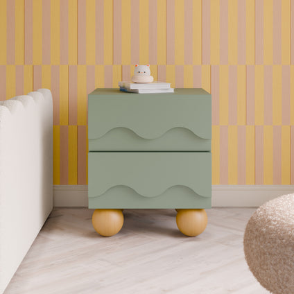 M31160LSHY,Babyletto Kids,Lido Wave Nightstand in Light Sage and Honey
