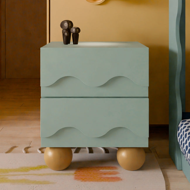 M31160LSHY,Babyletto Kids,Lido Wave Nightstand in Light Sage and Honey