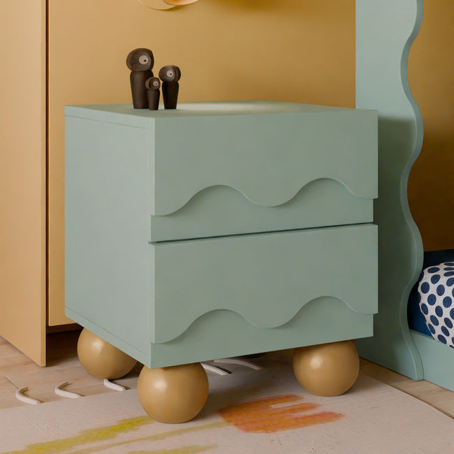 M31160LSHY,Babyletto Kids,Lido Wave Nightstand in Light Sage and Honey