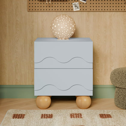 M31160PBHY,Babyletto Kids,Lido Wave Nightstand in Powder Blue and Honey